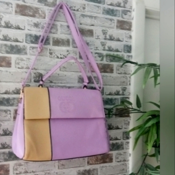 Think Vintage Online Handbags - Lavender and Beige Shoulder Bag